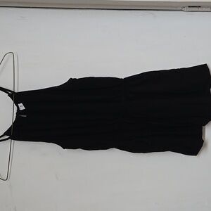 Old Navy short black romper with pockets elastic waist button in the back